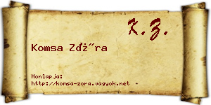 Komsa Zóra névjegykártya